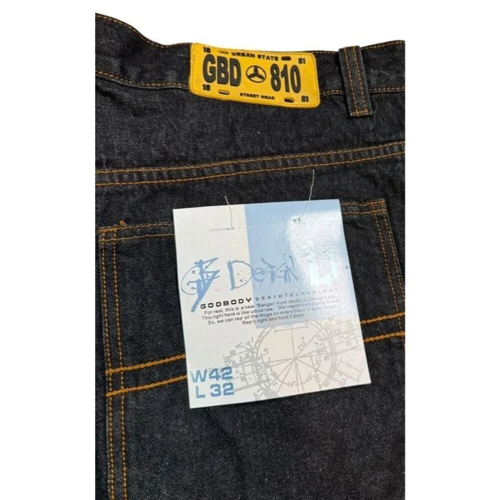 GodBody Jeans Mens Size 42 Baggy Loose Fit Y2K Streetwear Skater 23